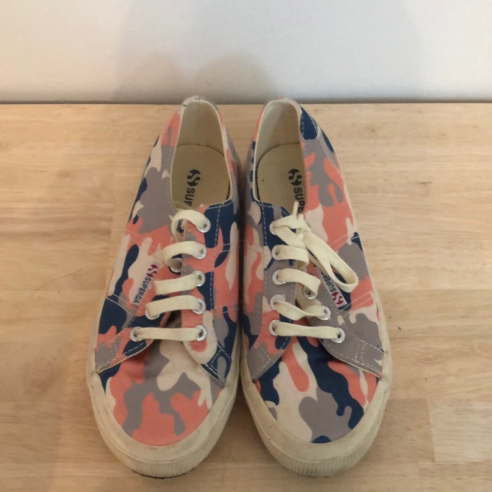 SUPERGA pink and blue camo sneakers